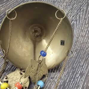 Vintage Dome Hanging Wind Chime Brass Camel Beaded Accents Bohemian Style Decor